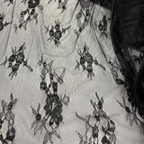 Embroidered Chantilly Lace Fabric with Eyelash Scallop