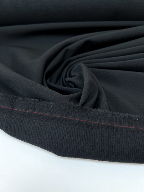Black Wool Polyamide Cotton Suit Fabric