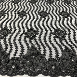 1 Yard Beaded 3D Floral Lace Fabric Embroidered 100 Percent Polyester Net Mesh 48 inch Width