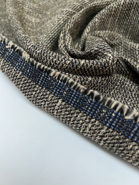 Wool Cotton Tweed Melange Beige-Black