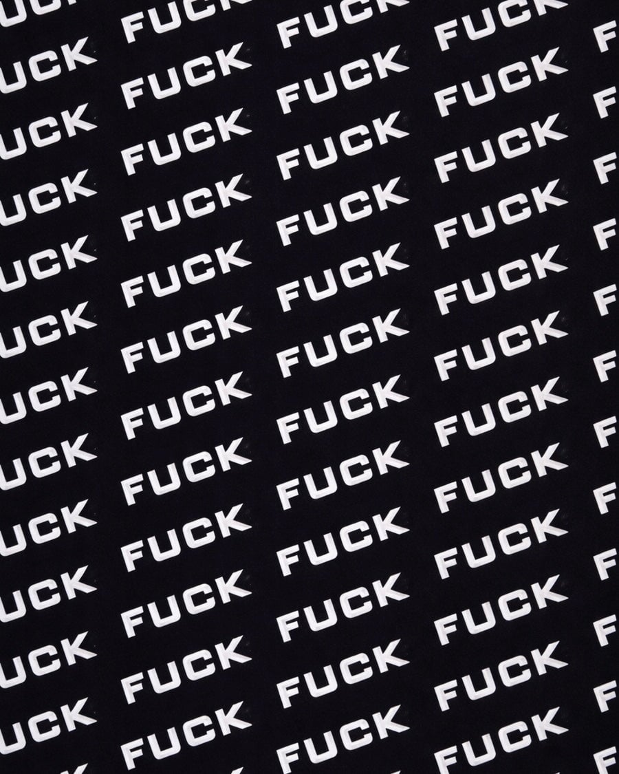 Printed Nylon Spandex Black & White Bold Text
