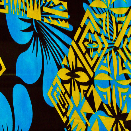 Rayon Fabric Hibiscus Geometric Floral Design