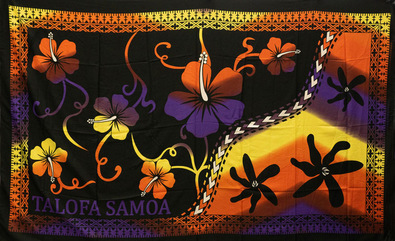 Polyester Sarong Multicolor Talofa Samoa Hibiscus Tiare