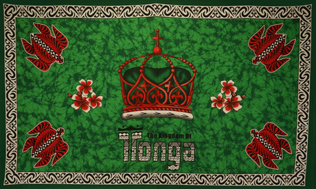 Kingdom Of Tonga Crown Turtle Plumeria Sarong 100 Percent Polyester Fabric - Vibrant Multicolor Tropical Print, 72" L X 45" W (1 Piece)
