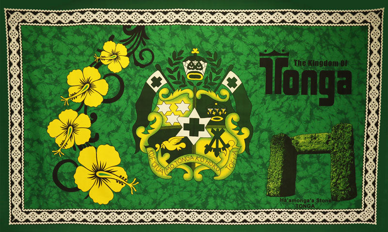 Kingdom Of Tonga Ha’Amonga ‘A Maui Polyester Fabric - Vibrant Multicolor Tongan Style, 72" L X 45" W (1 Piece)