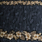 Cotton Barkcloth Hibiscus Palm Double Border Fabric