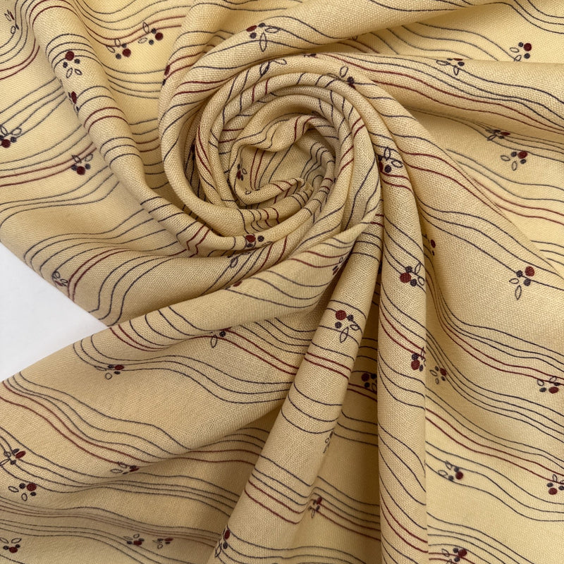 Printed Beige Wool Fabric