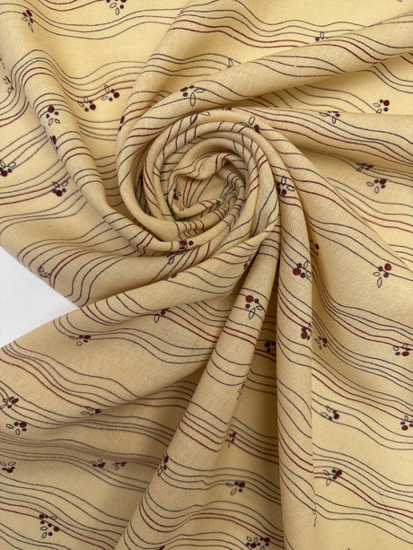 Printed Beige Wool Fabric