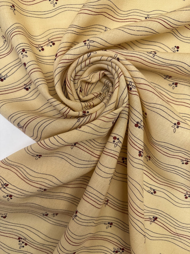Printed Beige Wool Fabric