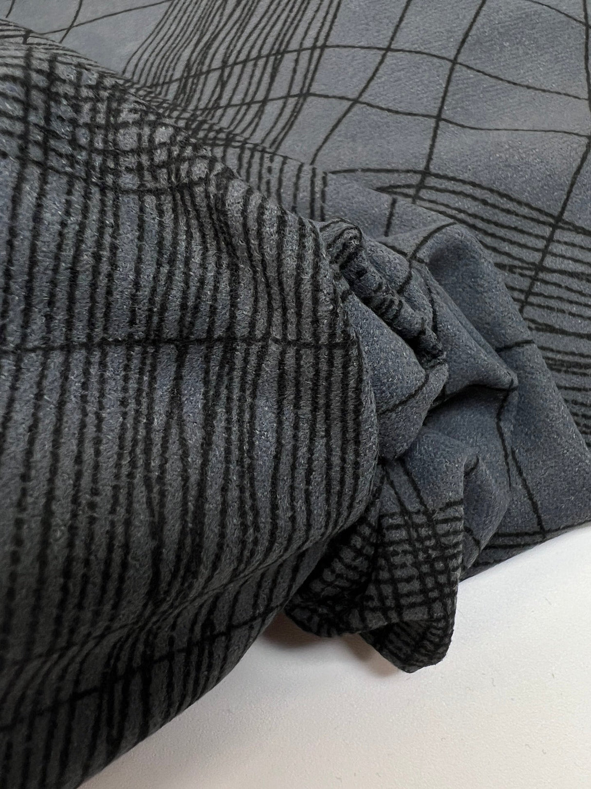 Acrylic Knitted Fabric Printed Checked Blue