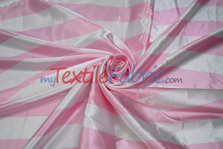 Stripe Satin Charmeuse Polyester Fabric - 2" Stripe, Multiple Colors, 58/60" Width (1 Yard)