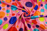 Multi Color Polka Dot Charmeuse Satin Fabric - Ivory Multi Dot, Pink Multi Dot, Red Multi Dot, Teal Multi Dot, Black Multi Dot, 58/60" Width (1 Yard)