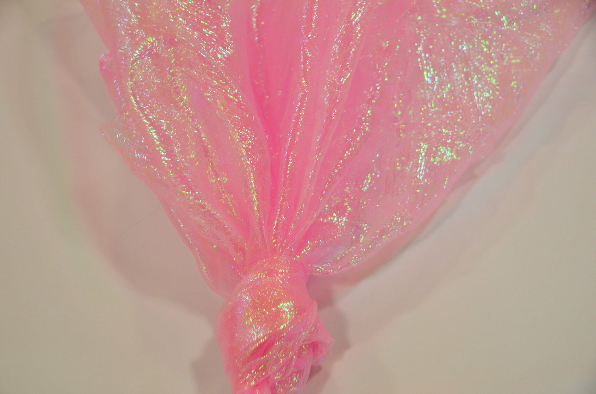 Crush Iridescent Pearl Organza Polyester Fabric - Sheer Crushed Holographic, 38/40" Width (1 Yard)