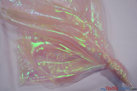 Iridescent Pearl Organza Polyester Fabric - Sheer Holographic, 58/60" Width (1 Yard)