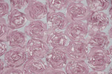 Rosette Satin Bordeaux Polyester Fabric - 3D Floral Satin Embroidered On A Mesh, Bordeaux, 52" Width (1 Yard)