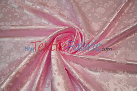 Satin Jacquard Satin Flower Brocade Polyester Fabric - Tone On Tone Floral Brocade, 60" Wide (65 Yards)