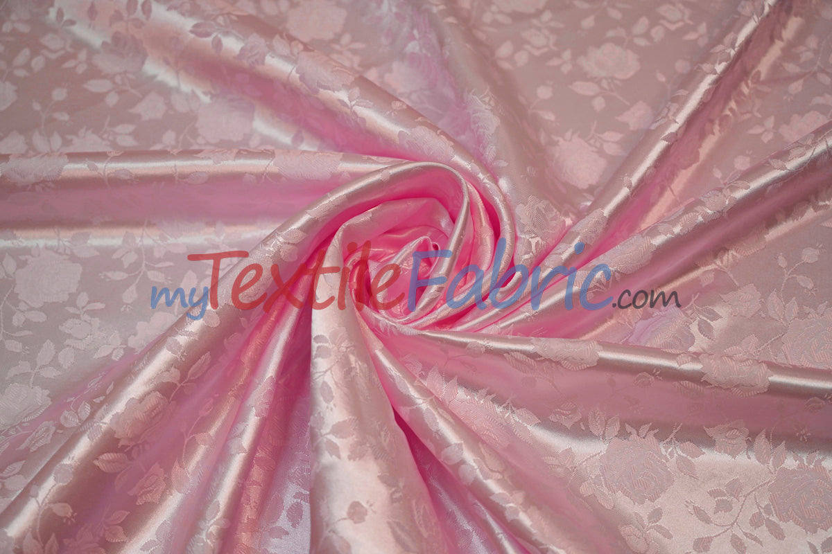 Satin Jacquard Satin Polyester Fabric - Satin Flower Brocade, 58/60" Width, Sample Swatch 3"x3" (1 Sample Swatch)