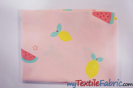 Yellow Lemon Watermelon Fruit 100 Percent Cotton Fabric - Fruit Print, 58/60" Width (1 Yard)