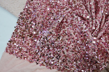Sequins Stretch Velvet Polyester Spandex Fabric - Sequins On Plush Velvet, Multiple Colors, 60" Width (By The Yard)