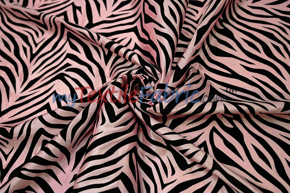 Zebra Flocking Taffeta Polyester Fabric - Zebra Flocking Pattern, 58/60" Width (1 Yard)