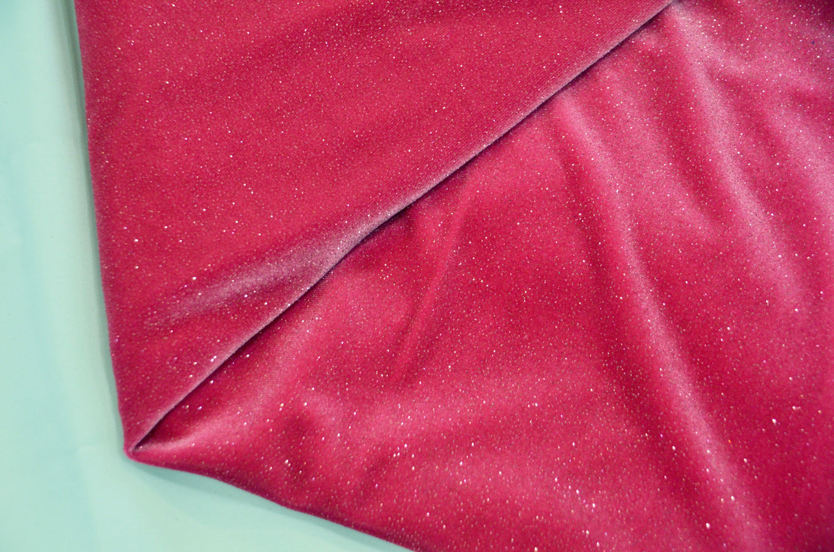 Glitter Stretch Velvet Polyester Spandex Fabric - Sparkling Glitter, 58/60" Width, Multiple Colors (1 Yard)