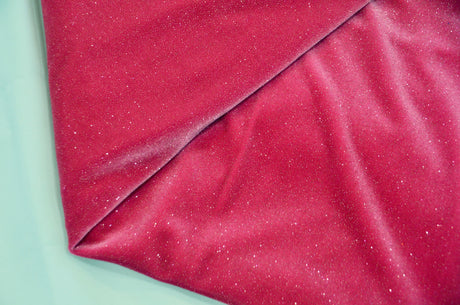 Glitter Stretch Velvet Polyester Spandex Fabric - Sparkling Glitter, 58/60" Width, Multiple Colors (1 Yard)