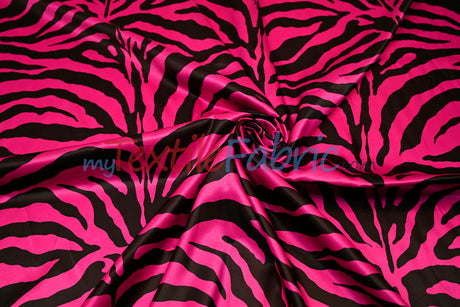 Zebra Charmeuse Satin Fabric - Zebra Print, 58/60" Width, Multiple Colors (1 Yard)