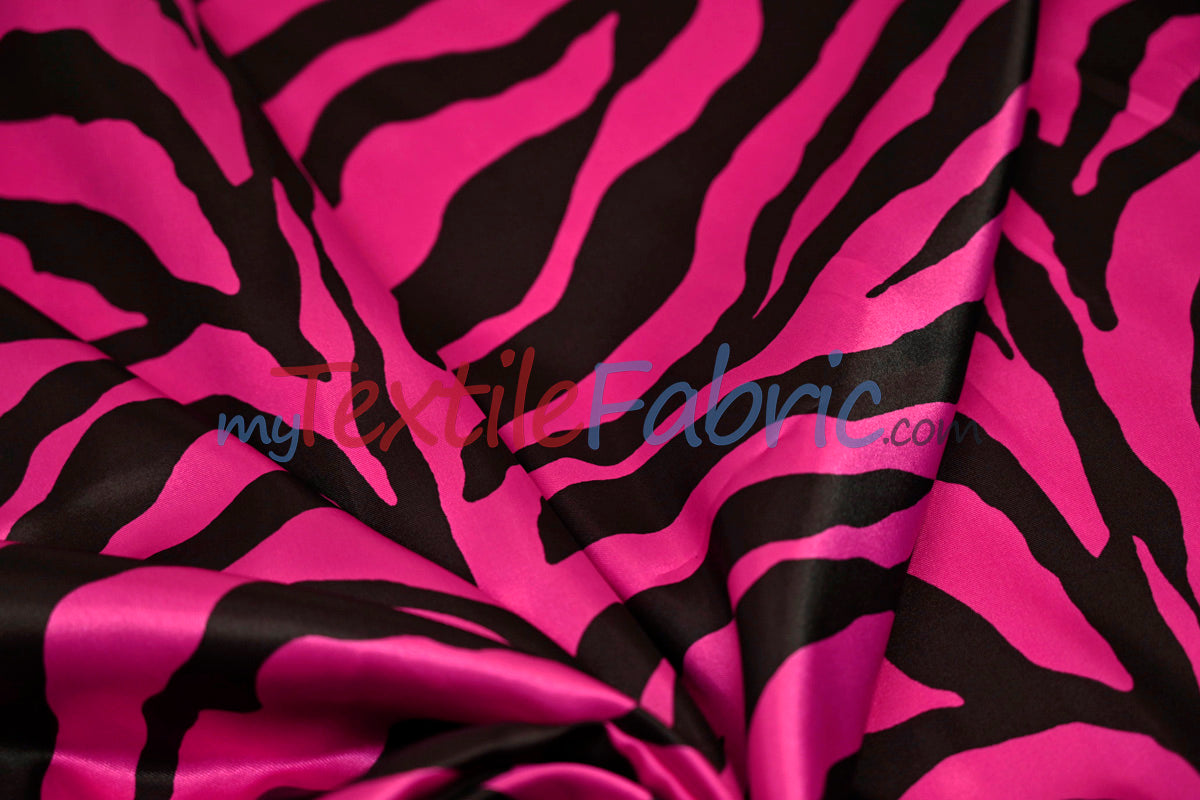 Zebra Charmeuse Satin Fabric - Zebra Print, 58/60" Width, Multiple Colors (1 Yard)