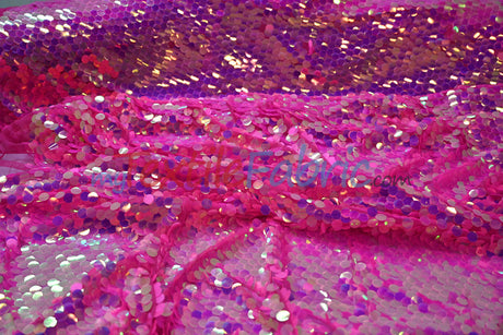 Fish Scale Paillette Sequins Polyester Fabric - 9Mm Sequins, 54" Width, Multiple Colors (1 Yard)