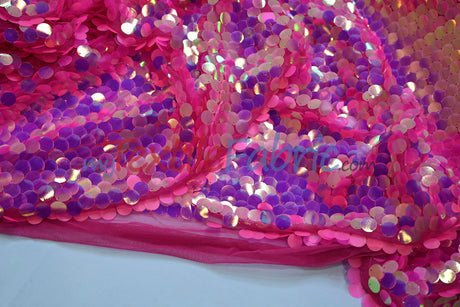 Fish Scale Paillette Sequins Polyester Fabric - 9Mm Sequins, 54" Width, Multiple Colors (1 Yard)