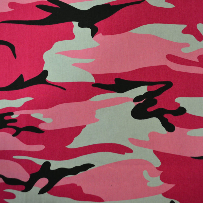 Hot Pink Camouflage 100% Cotton Fabric - Hot Pink, Camouflage Print, 58/60" Width (1 Yard)