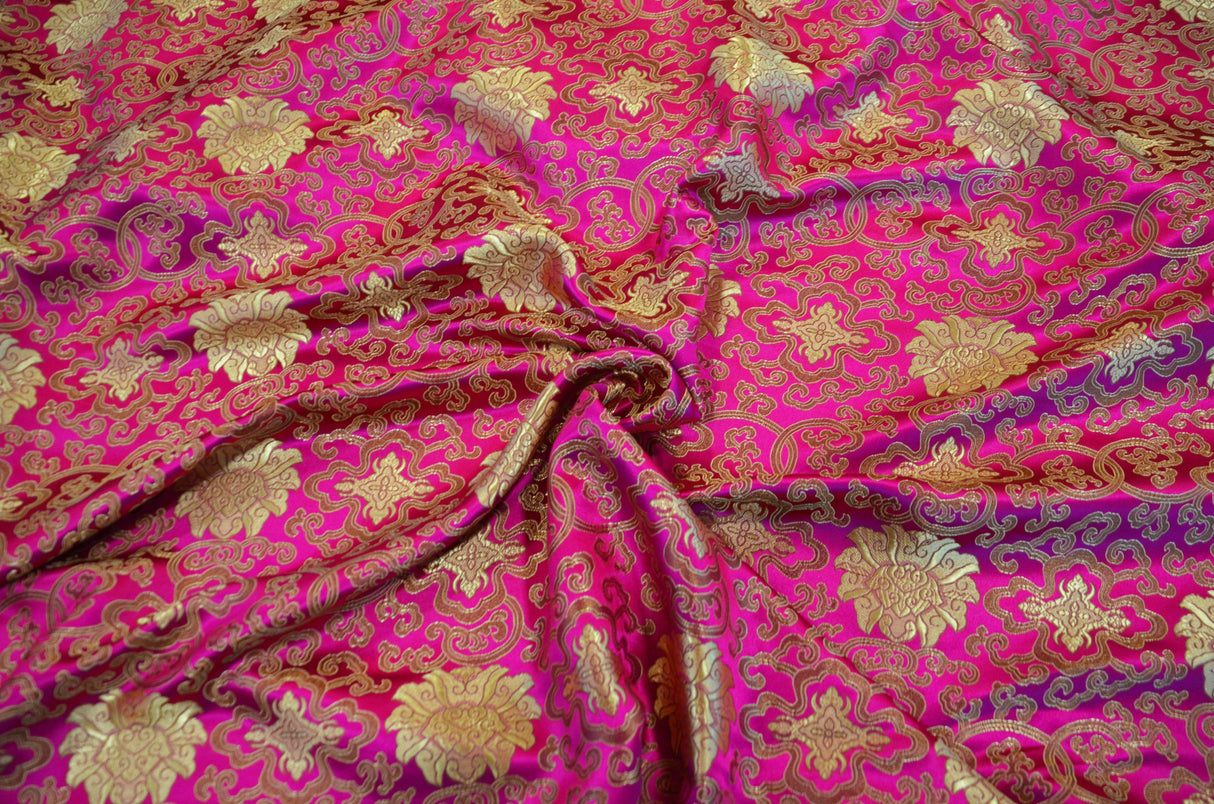 Chinese Medallion Brocade Polyester Fabric - Medallion Jacquard, 48" Width (1 Yard)