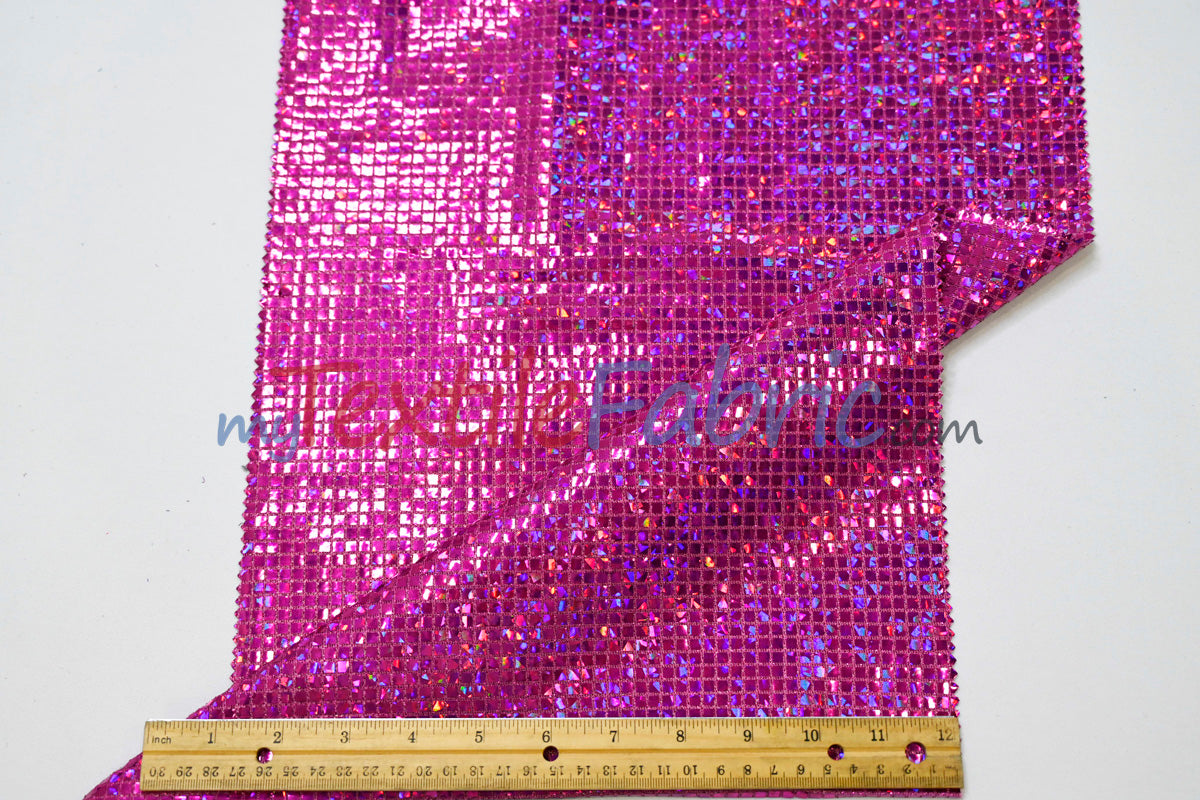 Holographic Mini Square Sequins Mesh Fabric - Holographic Mini Square Sequins, 45" Width (By The Yard)