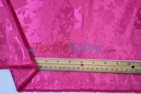 Satin Flower Brocade Polyester Fabric - Tone On Tone Embossed Floral, 58/60" Width (1 Yard)