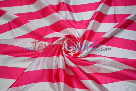 Stripe Satin Charmeuse Polyester Fabric - 2" Stripe, Multiple Colors, 58/60" Width (1 Yard)