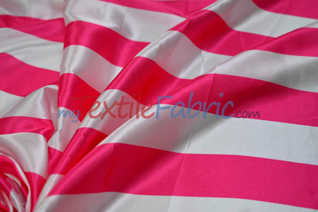 Stripe Satin Charmeuse Polyester Fabric - 2" Stripe, Multiple Colors, 58/60" Width (1 Yard)