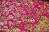 Oriental Metallic Big Flower Brocade Metallic Brocade Fabric - Fuchsia, Red, Flag Green, Royal, Purple, Floral Pattern, 58" Width (1 Yard)