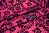 Damask Flocking Taffeta Fabric - Flocking Velvet Damask, 58/60" Width (1 Yard)