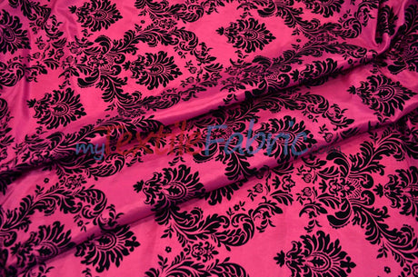 Damask Flocking Taffeta Fabric - Flocking Velvet Damask, 58/60" Width (1 Yard)