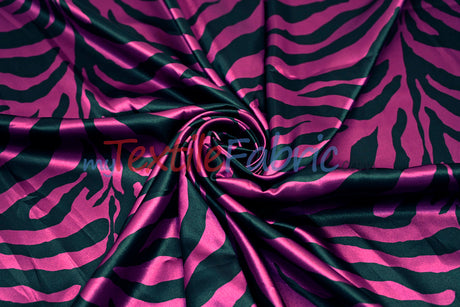 Zebra Charmeuse Satin Fabric - Zebra Print, 58/60" Width, Multiple Colors (1 Yard)