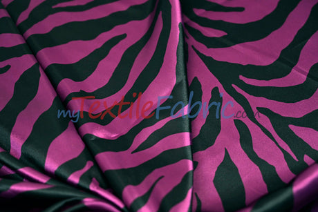 Zebra Charmeuse Satin Fabric - Zebra Print, 58/60" Width, Multiple Colors (1 Yard)