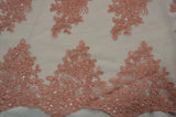 Camilla Embroidery Polyester Fabric - Flower Embroidery With Sequins, Sheer Bridal Lace, 52" Width (1 Yard)