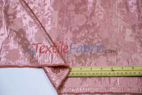 Satin Flower Brocade Polyester Fabric - Tone On Tone Embossed Floral, 58/60" Width (1 Yard)