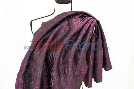 Iridescent Crush Shimmer Rayon Polyester Fabric - Iridescent Two-Tone Crushed Shimmer, 52/54" Width, Multiple Colors (Yards & Bolts)