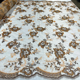 Lace USA 100 Percent Polyester Net Mesh Fabric - Embroidered Lace, 51" Width (1 Yard)