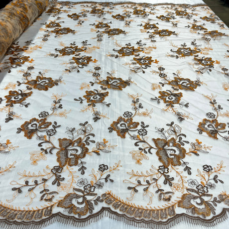 Embroidered Lace Fabric 100% Polyester Net Mesh 51"