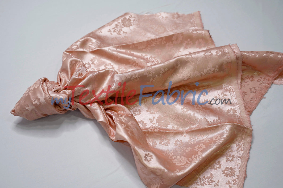 Jasmine Jacquard Polyester Fabric - Floral Brocade, 60" Width (1 Yard)