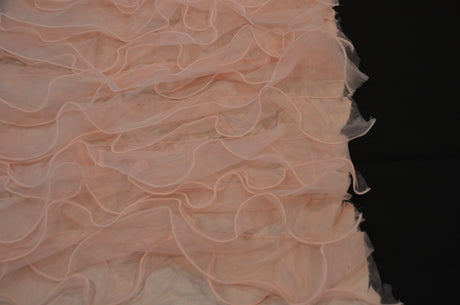 Organza Ruffled Taffeta Polyester Fabric - Layered Horizontal Ruffles, 57" Width, Multiple Colors (1 Yard)