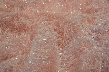 Blush Pink Shaggy Brocade Polyester Fabric - Metallic Eyelash, 56/57" Width (Yards)