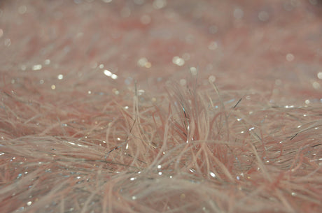 Blush Pink Shaggy Brocade Polyester Fabric - Metallic Eyelash, 56/57" Width (Yards)